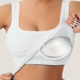 thumbnail image 2 of Soyumi Yoga Bras for Women, Padded Seamless Racerback Sports Bra Medium Support Workout Crop Top for Gym Fitness Running Comfortable Longline, White, 2 of 4