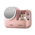 thumbnail image 3 of Multifunctional LED Makeup Organizer with 360° Rotating Mirror, Soft Wind Fan & 3 Light Modes - Large Capacity Dustproof Cosmetic Storage Box, USB Rechargeable, Premium PS Material - Ideal for, 3 of 7