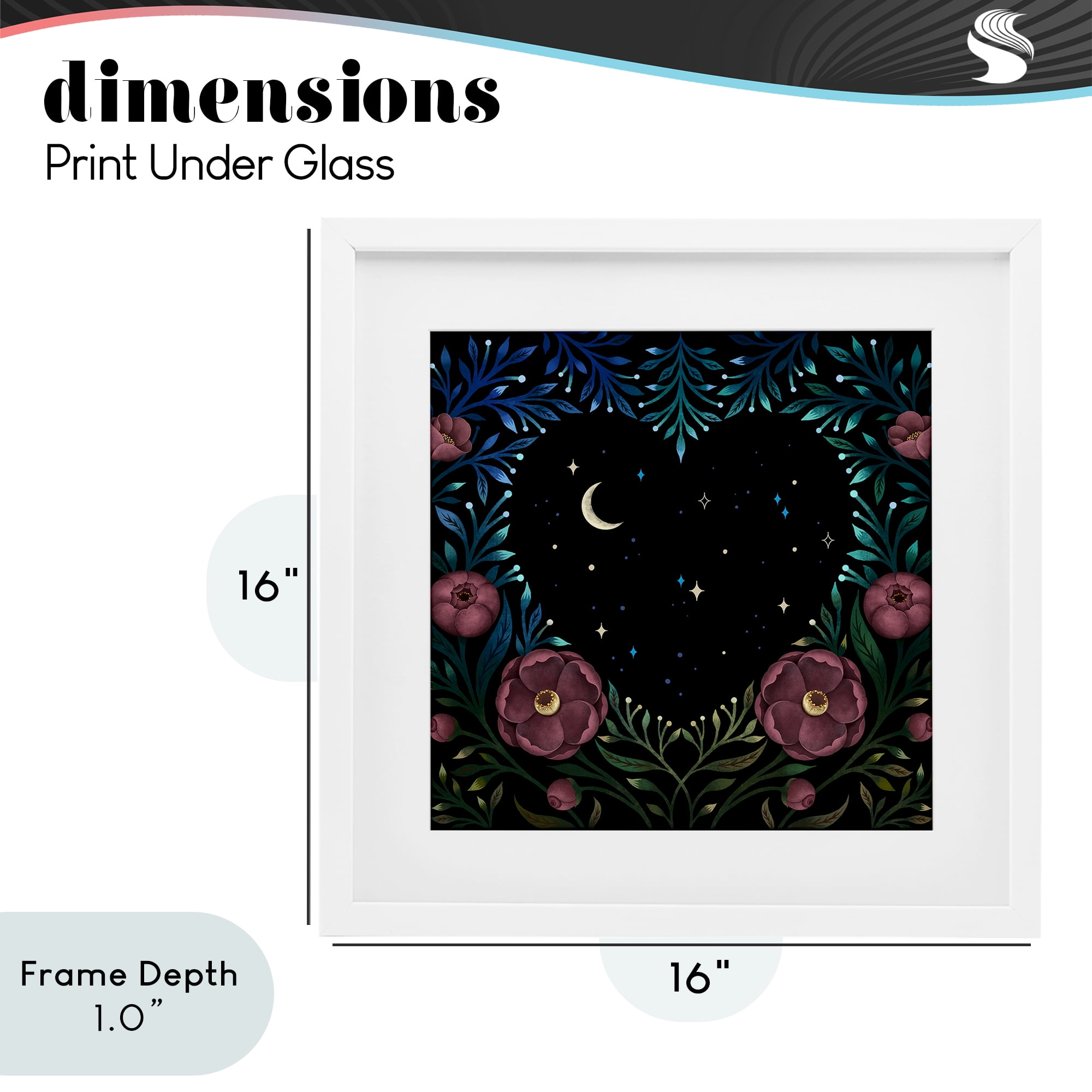 Stupell Industries Heart Night Sky Garden White Framed Print Under Glass, design by Episodic Drawings