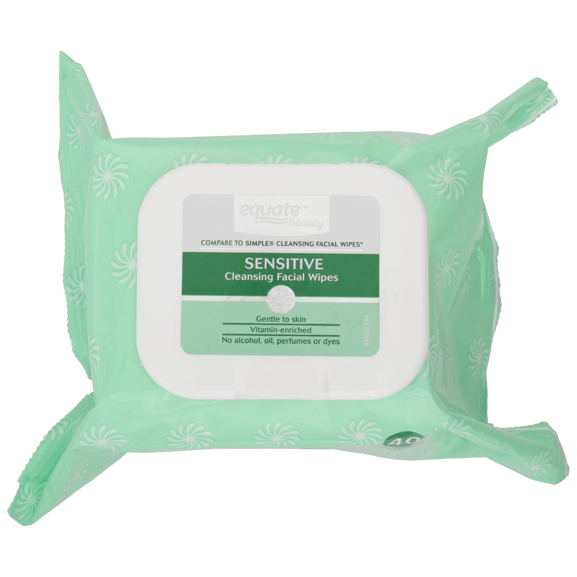 Equate Beauty Sensitive Cleansing Facial Wipes, 40 Wipes