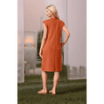 thumbnail image 7 of Women Summer Round Neck Casual Loose Split Wrinkle-Free Midi Dress with Pockets Sepia M, 7 of 7