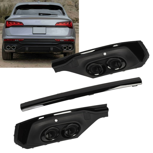 Rear Diffuser, Glossy Black Lip Spoiler Rear Bumper Exhaust Pipe Diffuser Trim Replacement for SQ5 Sportback 2021 and Up