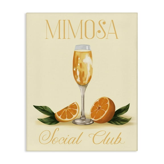 Stupell Industries Mimosa Social Club Food & Beverage Painting Wrapped Canvas Art Print Wall Art, 16 x 20