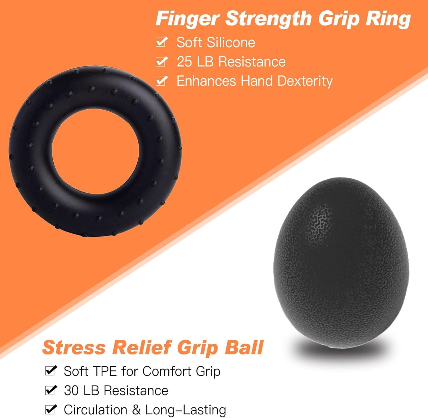 CYFIE Grip Strength Trainer Kit 6 Pack, Adjustable Hand Gripper Strengthener, Forearm Strengthener, Forearm Exerciser, Finger Strengthener, Stress Ball and Grip Ring for Workout Recovery & Musicians