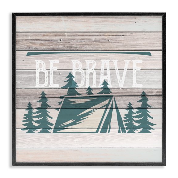 Stupell Industries Farmhouse Be Brave Rustic Tent Black Framed Giclee Art, 12 x 12, by Kim Allen