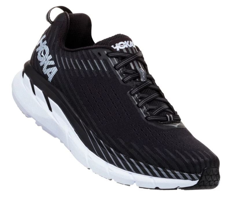 Men's Hoka One One Clifton 5 Running Athletic Shoes Black White 