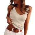thumbnail image 5 of Womens Summer Sleeveless Tank Tops 2026 V Neck Ruffle Lightweight Ribbed Knit Shirt Casual Going Out Top Khaki M, 5 of 6