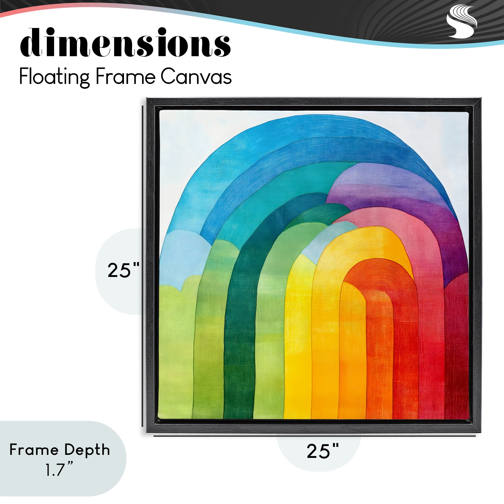Stupell Industries Vibrant Rainbow Arch Abstraction Black Framed Floater Canvas Wall Art, design by Creative Studio