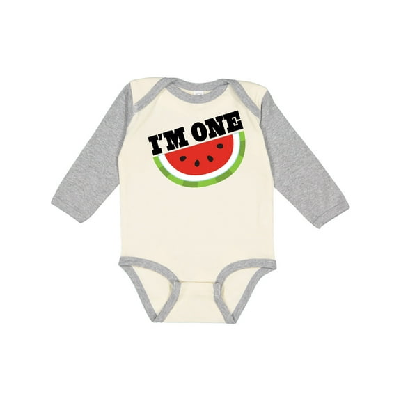 Inktastic I'm One 1st Birthday Watermelon Boys or Girls Long Sleeve Baby Bodysuit