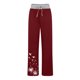 thumbnail image 4 of Gibobby leggings moda Pantalones largos de mujer con bolsillos Pantalones deportivos casuales Pantalón con cordón de cintura alta Pantalones de pierna recta Pantalón deportivo（Rojo， M), 4 of 5
