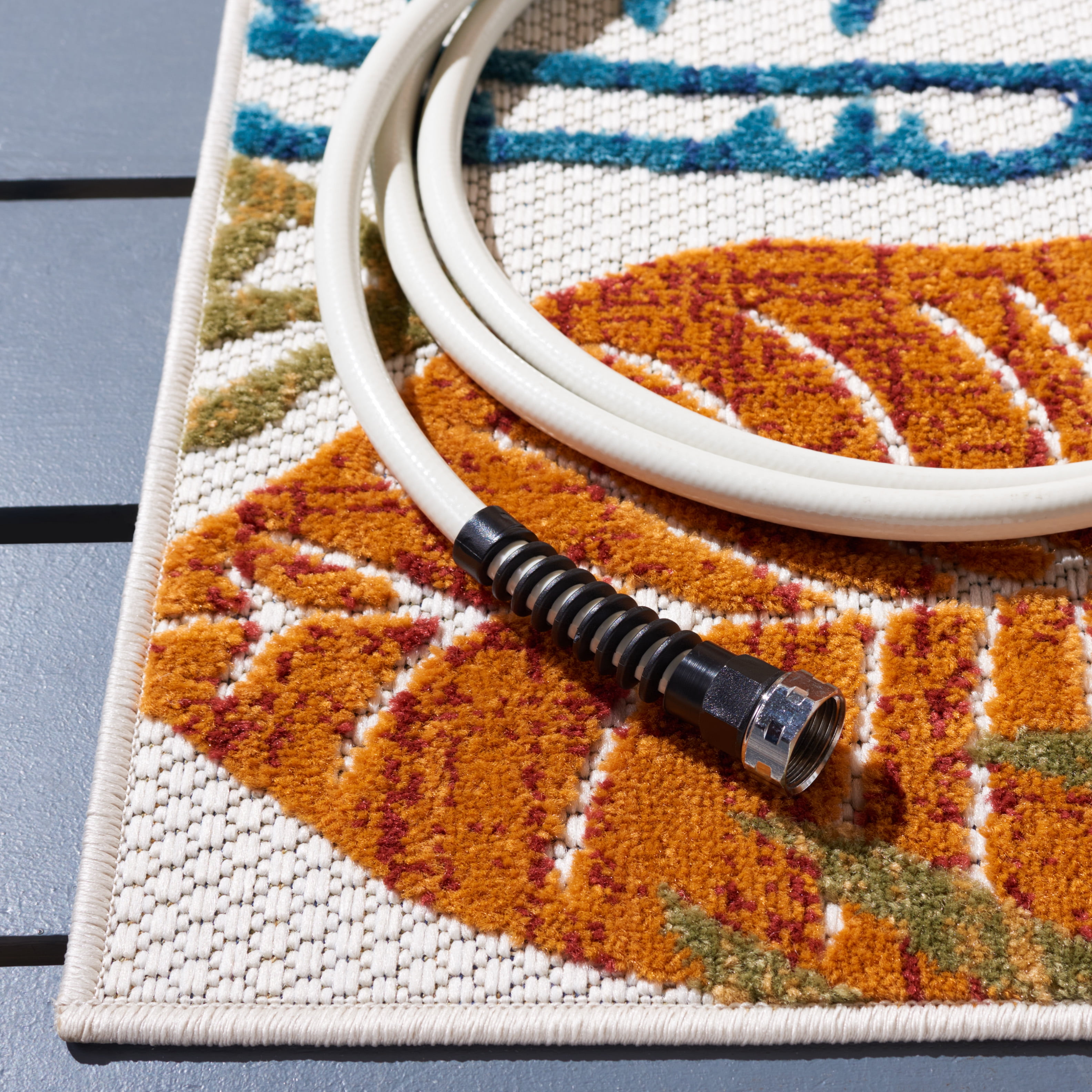 Safavieh Cabana Rug Collection Off-White Nature & Floral Power Loomed Outdoor Rugs, 9' x 12', Water-Resistant