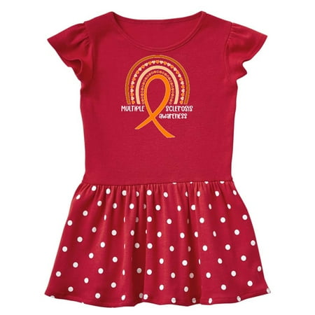 

Inktastic Multiple Sclerosis Awareness Orange Ribbon Rainbow Gift Toddler Girl Dress