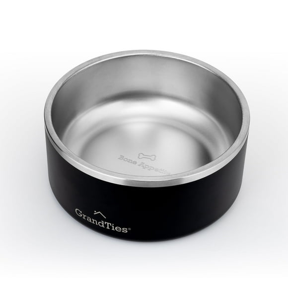 GrandTies Bol pour Animaux en Acier Inoxydable Gravé, Bols Isolés Réutilisables Sans BPA pour Chat et Chien, Grand Bol Antidérapant pour Chien, Nœud d'Eau Extérieur