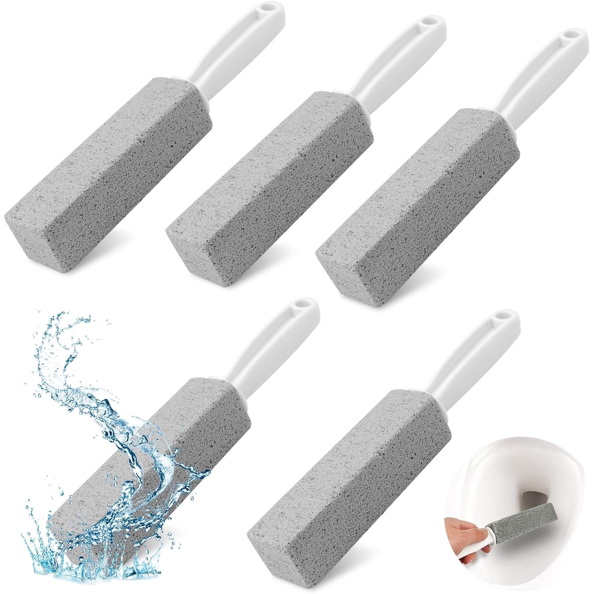 VEGCOO 5pcs Toilet Pumice Stone,Pumice Cleaning Stone with Handle,Pumice Stick Cleaner for Bathroom,Toilet,Kitchen,Sink,Pool,Foot Care,Clean Deep Stains
