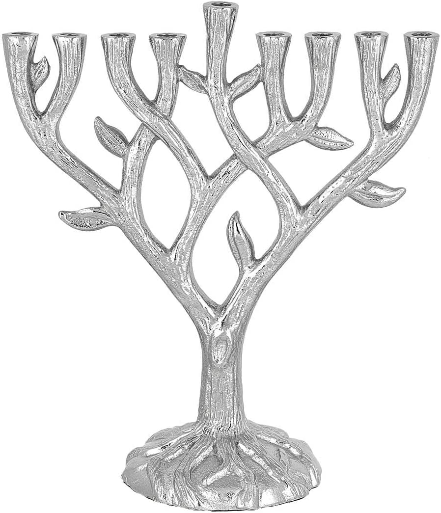 Zion Judaica Artistic Tree of Life Candle Menorah for Chanukah