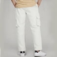 thumbnail image 6 of kpoplk Boys Sweatpants Wide Leg High Elastic Waisted Kids Baggy Pants Soft Athletic Gym Joggers with Pockets(White,8-9 Y), 6 of 8