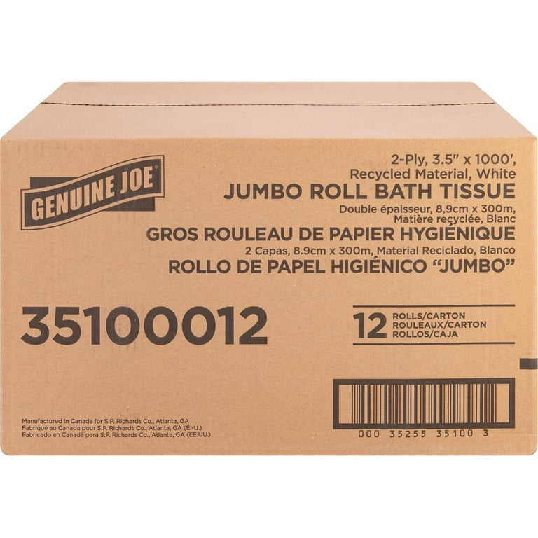 Genuine Joe Jumbo Jr Dispenser Bath Tissue Roll - 2 Ply - 3.50 Genuine Joe Jumbo Jr Dispenser Bath Tissue Roll - 2 Ply - 3.50