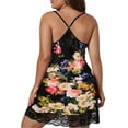 thumbnail image 3 of JustVH Plus Size Women Strappy Lace Lingerie Patchwork Babydoll Nightdress Nightwear, 3 of 7