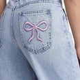 thumbnail image 3 of FEDPOP Girls Wide Leg Baggy Jeans, High Waisted Denim Pants with Pockets, Casual Y2K Loose Trousers for Kids, Blue, 8-14Y, 3 of 7