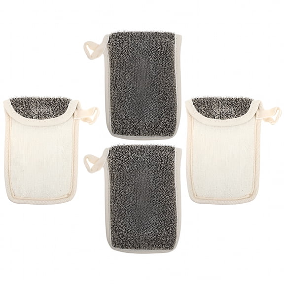 ACDANC 4 Pcs Black Linen Soap Bag Sponges Bar Savers Pouch Exfoliating Net Mesh Household Travel