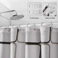 thumbnail image 4 of Cortina de ducha a prueba de moho, cortina de ducha de tela de poliéster impermeable antibacteriana lavable a máquina, cortinas de baño semitransparentes con 12 ganchos, blanco 180X200cm, 4 of 5