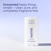 Native Fragrance Free Deodorant For Men & Women, 72 Hour Solid Deodorant Stick, Unscented, 2.65oz