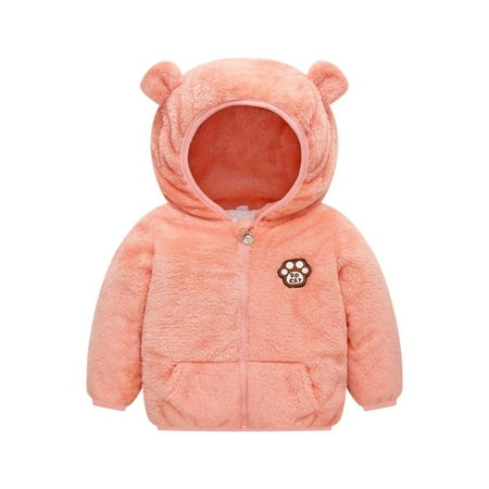 

Winter Savings Clearance! Dezsed Winter Jacket Kids Girl Solid Color Fleece Hoodie Jacket With Zipper Cute Casual Coat Outwear Boys Clothes 6M-5Y