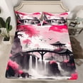 thumbnail image 2 of Homewish Sun Cherry Blossom Bed Sheets,Japanese Sakura King Sheets,Vintage Ink Painting Sheet Set For Adult,Super Cozy Room Decor,4pcs, 2 of 7