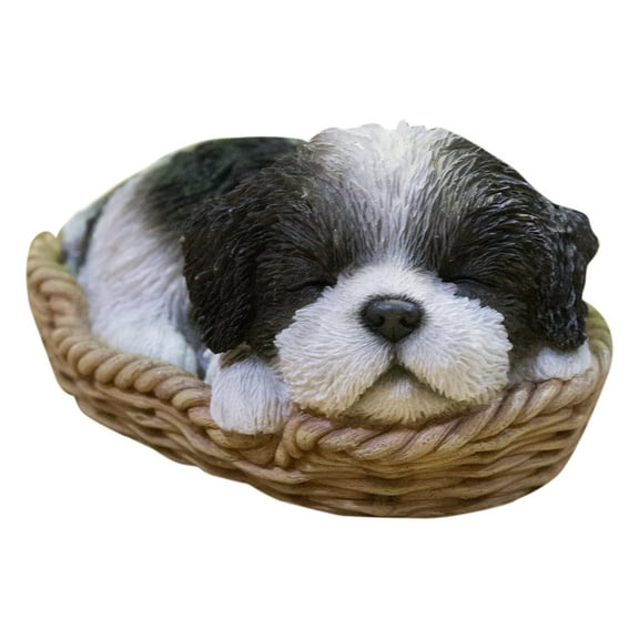 Hi-Line Gift Ltd Pet Pals-Wicker Basket-Shih Tzu, Black/White