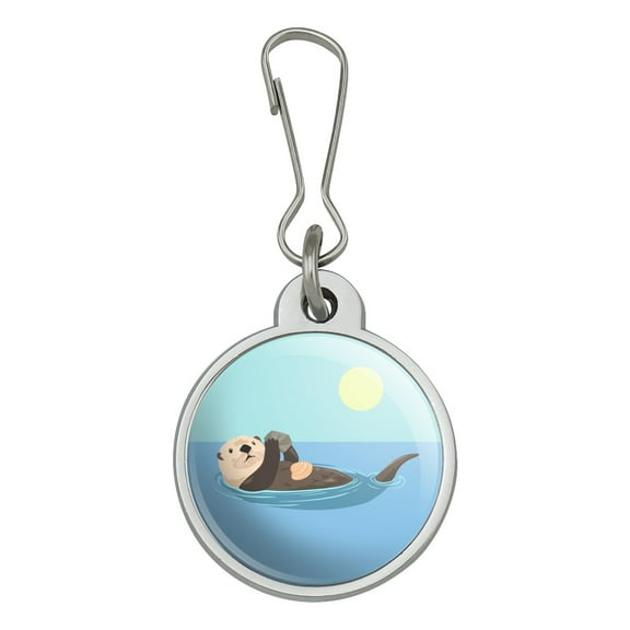 Sea Otter Eating Giant Clam Jacket Handbag Purse Luggage Backpack Zipper Pull Charm