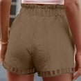 thumbnail image 4 of Riforla Ladies' Solid Color Thin Hollow Out Design Pocket Tight Waist Shorts for Women Brown XXL, 4 of 9