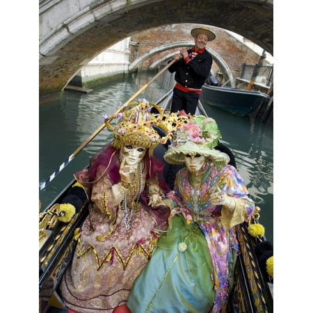 Couple at the Annual Carnival Festival Enjoy Gondola Ride, Venice, Italy Print Wall Art By Jim