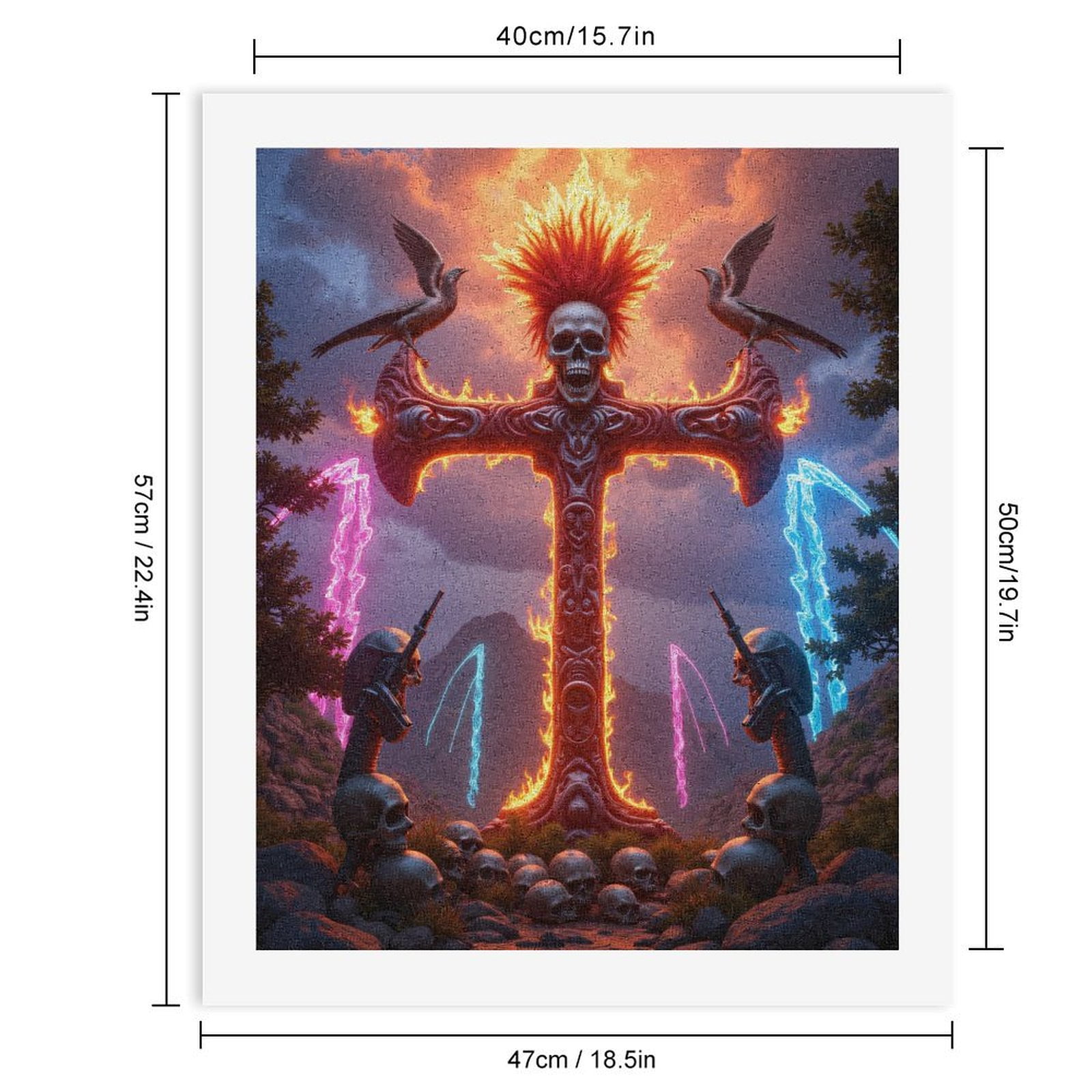 Paint By Numbers Kit for Adults Beginner - DIY Skull Cross Fantasy Landscape Art Canvas Painting Kits for Adults, Frameless Paint By Number for Adults for Home Wall Decor 16x20 Inch