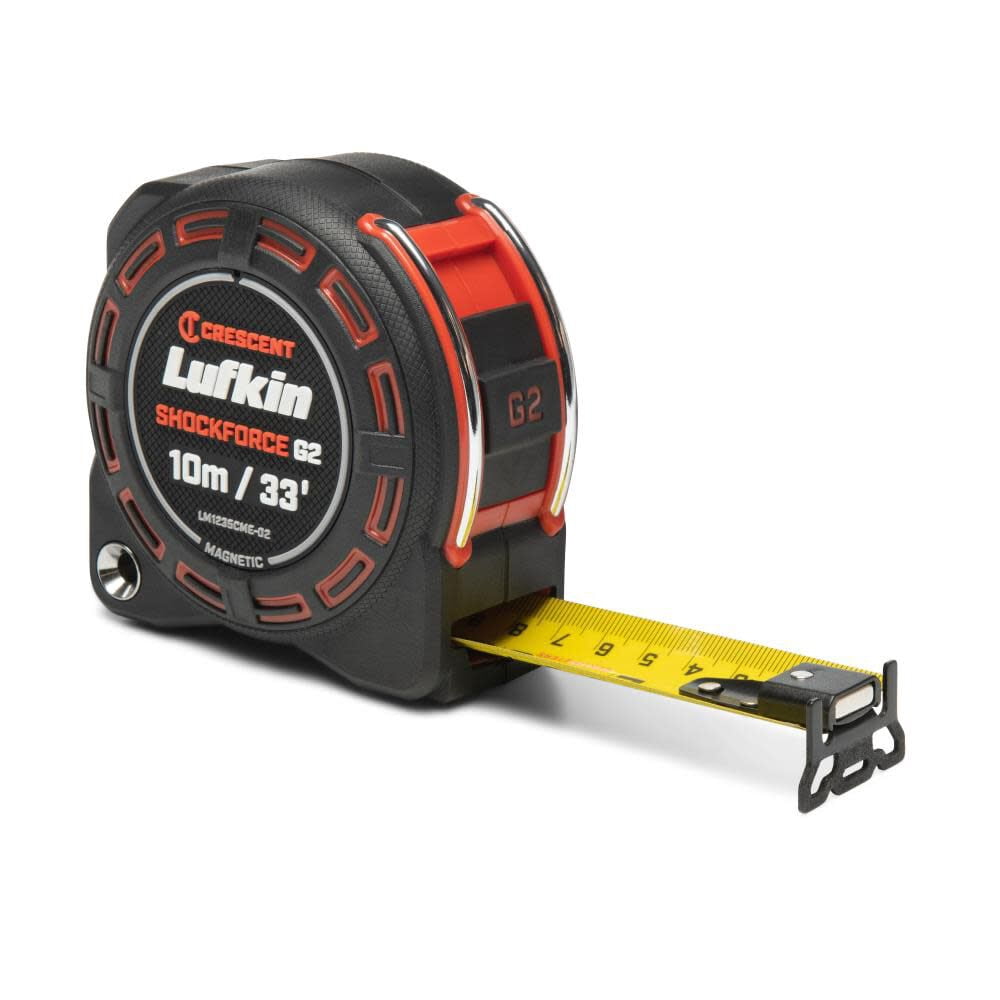 Lufkin Genuine OEM 1-1/4" x 10m/33' Shockforce G2 Magnetic Tape Measure - LM1235CME-02