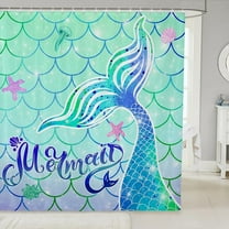 Teel Mermaid Scales Bathroom Shower Curtain Set Mermaid Glitter Scales Bath Curtain Mermaid Shower Curtain Fish Scales Kids Bathroom Accessories 72"x72"