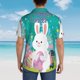 thumbnail image 4 of Fotbe Happy easter Camisa Hawaiana para Hombre Unisex – Camisa Casual de Verano con Botones de Manga Corta de Algodón y Lino,X-Large, 4 of 7