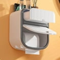 thumbnail image 5 of Soporte de papel higiénico montado en la pared, rollo de papel higiénico, dispensadores de pañuelos para el hogar, color blanco, 5 of 5