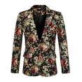 thumbnail image 1 of Chaqueta de Traje de Hombre uxcell Slim Fit estampado Floral dorado 42, 1 of 7