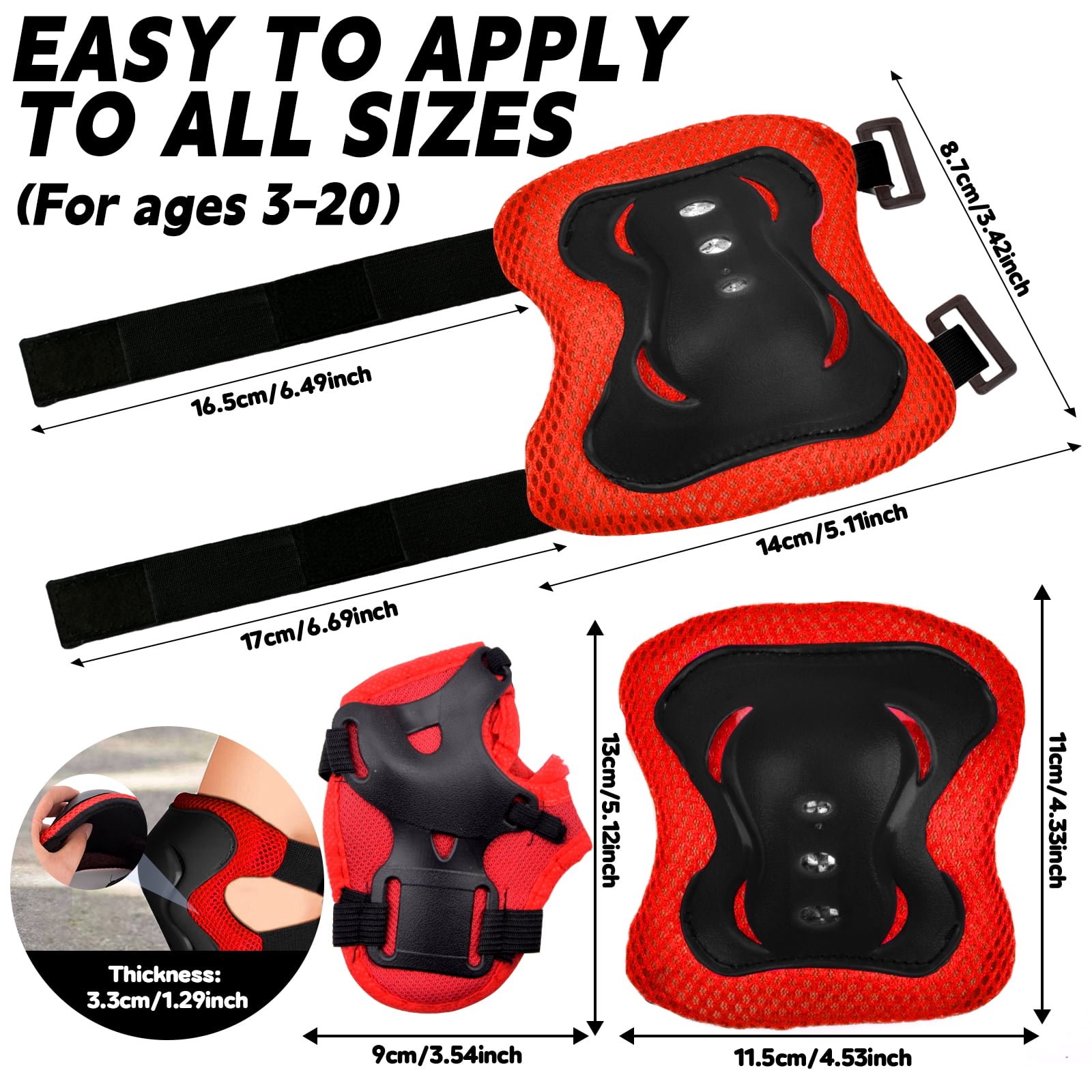 6 Pack Knee & Elbow Pads for Kids Youth Children Outdoor Activities  Guards Protective Gear Pad Set for Roller Skates Cycling BMX Bike Skateboard Inline Skating's Scooter Shaved Ice Riding Sports