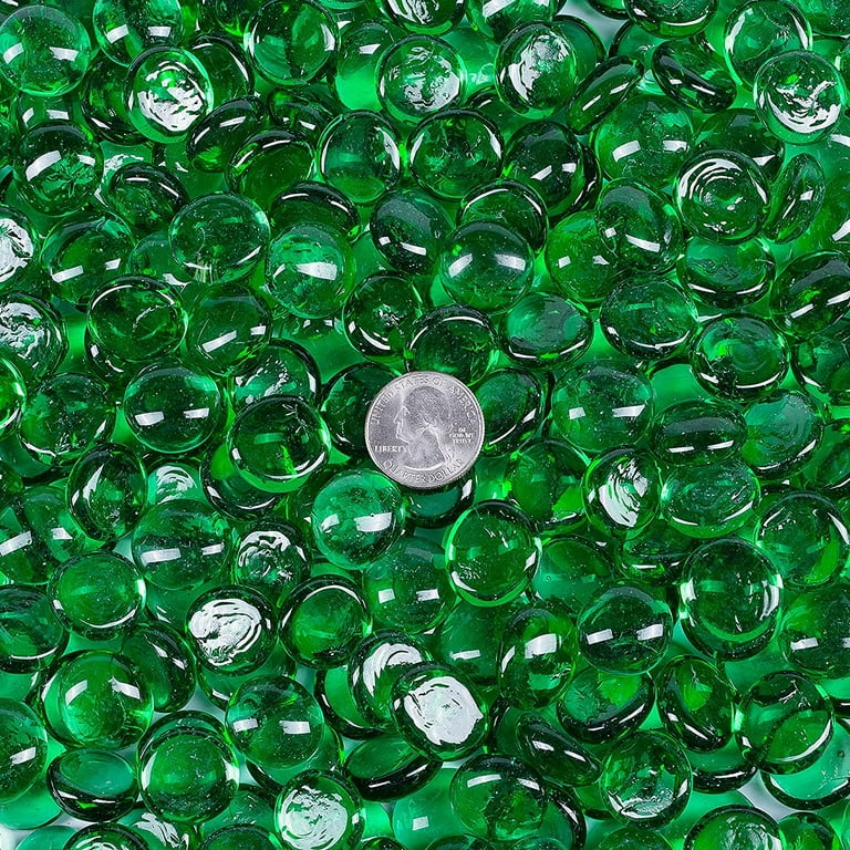 Galashield Green Flat Glass Marbles for Vases Glass Gems Beads Pebbles Vase Filler 5 LBS Approx. 450 PCS