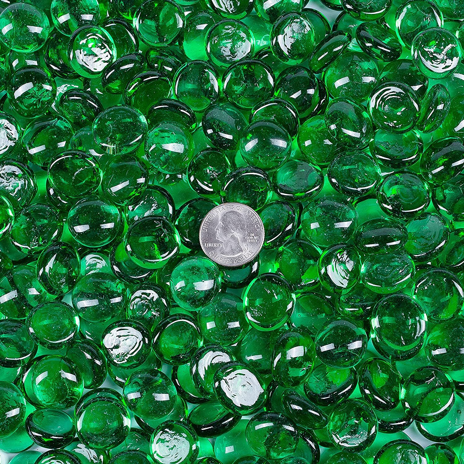 Galashield Green Flat Glass Marbles for Vases Glass Gems Beads Pebbles Vase Filler 5 LBS, Approx. 450 PCS - image 4 of 6
