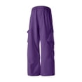 thumbnail image 4 of Baggy Cargo Pants For Men Windproof Stretch Elastic Waist Drawstring Parachute Pants Waterproof Hiking Joggers Multi Pockets, 4 of 9