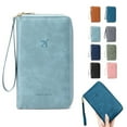 thumbnail image 2 of Passport Holder Multifunctional Passport Wallet Men's and Women's Travel Wallet ID Card Storage Bag Travel Wallet Protective Cover, Long Style Zipper Passport Case, Sky Blue, 2 of 5