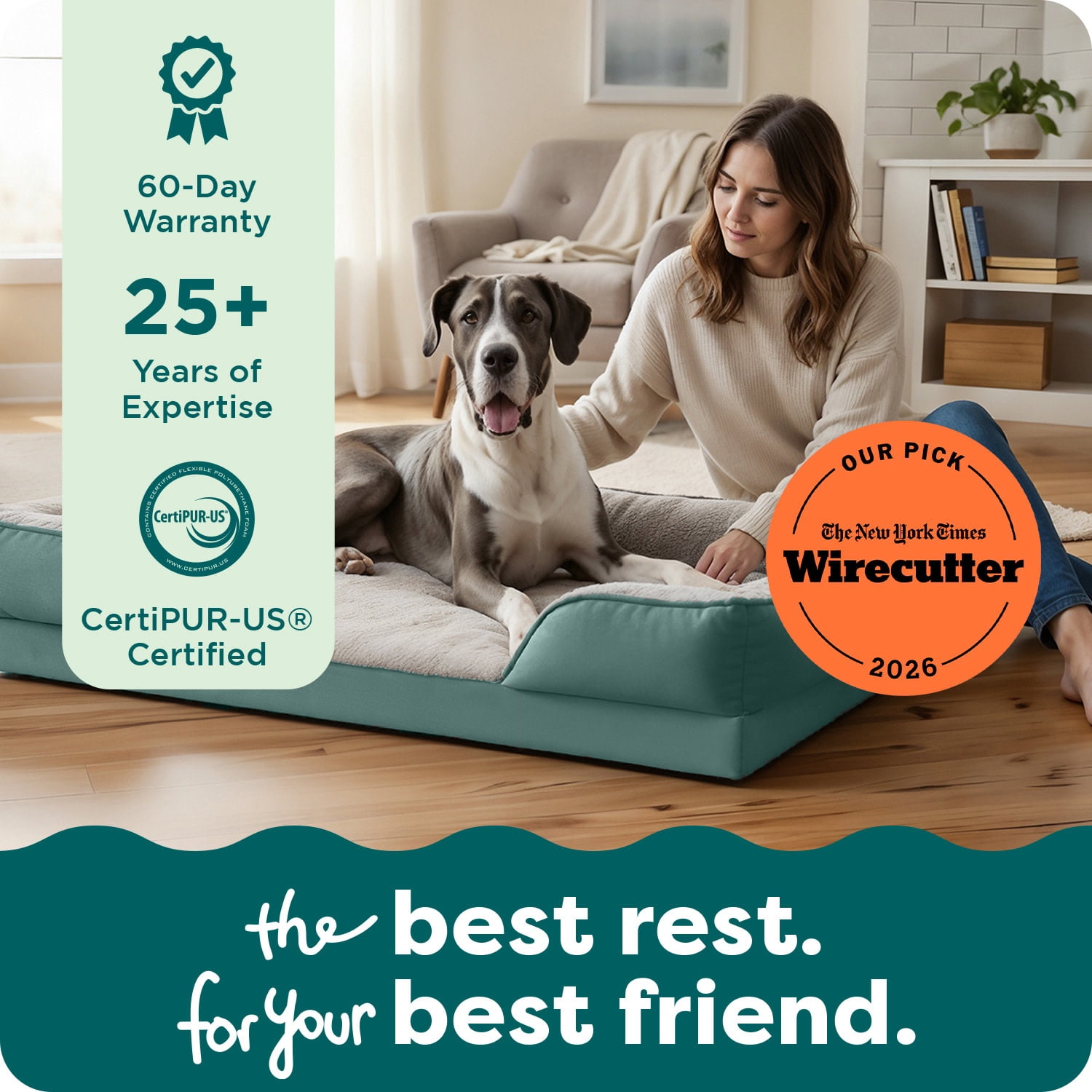FurHaven Pet Products | Cooling Gel Memory Foam Orthopedic Perfect Comfort Velvet Waves Sofa-Style Couch Pet Bed for Dogs & Cats, Celadon Green, Jumbo Plus