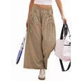 thumbnail image 3 of Women's Wide Leg Fashion Street Style Flared Trousers Pants for Summer Casual Beach Vacation Camel Color XL, 3 of 10