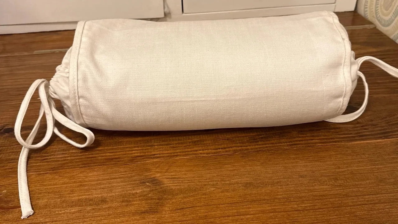 Linen Buckwheat Pillow – Natural Neck & Cervical Support, Adjustable Fill, Organic Linen Cover, Lumbar & Spine Alignment Pillow (Round 14x6)