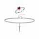 thumbnail image 1 of Juego de pulseras de espada con forma de corazón para parejas, oro y plata, juego de anillos y pulseras a juego con espada, cadena de eslabones de espada, piedras preciosas rojas, anillo de promesa, 1 of 4