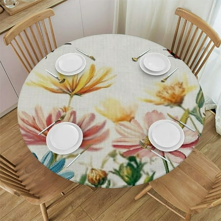 

Sheronv 100% Polyester Stain-Resistant Round Tablecloth for Outdoor Indoor Dining Parties Weddings - Oil-Proof & Wrinkle Resistant 31 -35