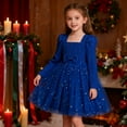 thumbnail image 2 of Girls Spring Summer Floral Dress Party Dress Long Sleeve Tutu With Bow Star Sequins Formal Holiday Pageant Gown Elegant Casual Dresses 2-3 Years, 2 of 8