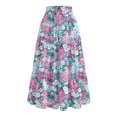 thumbnail image 5 of Floral Midi Skirt for Women Summer Comfy Tiered Elastic High Waisted Skirts Vacation A-Line Flowy Swing Long Skirts Light pink S, 5 of 6